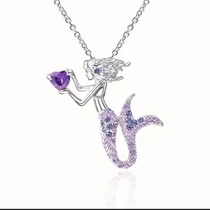 Purple Mermaid Cartoon Girl Necklace